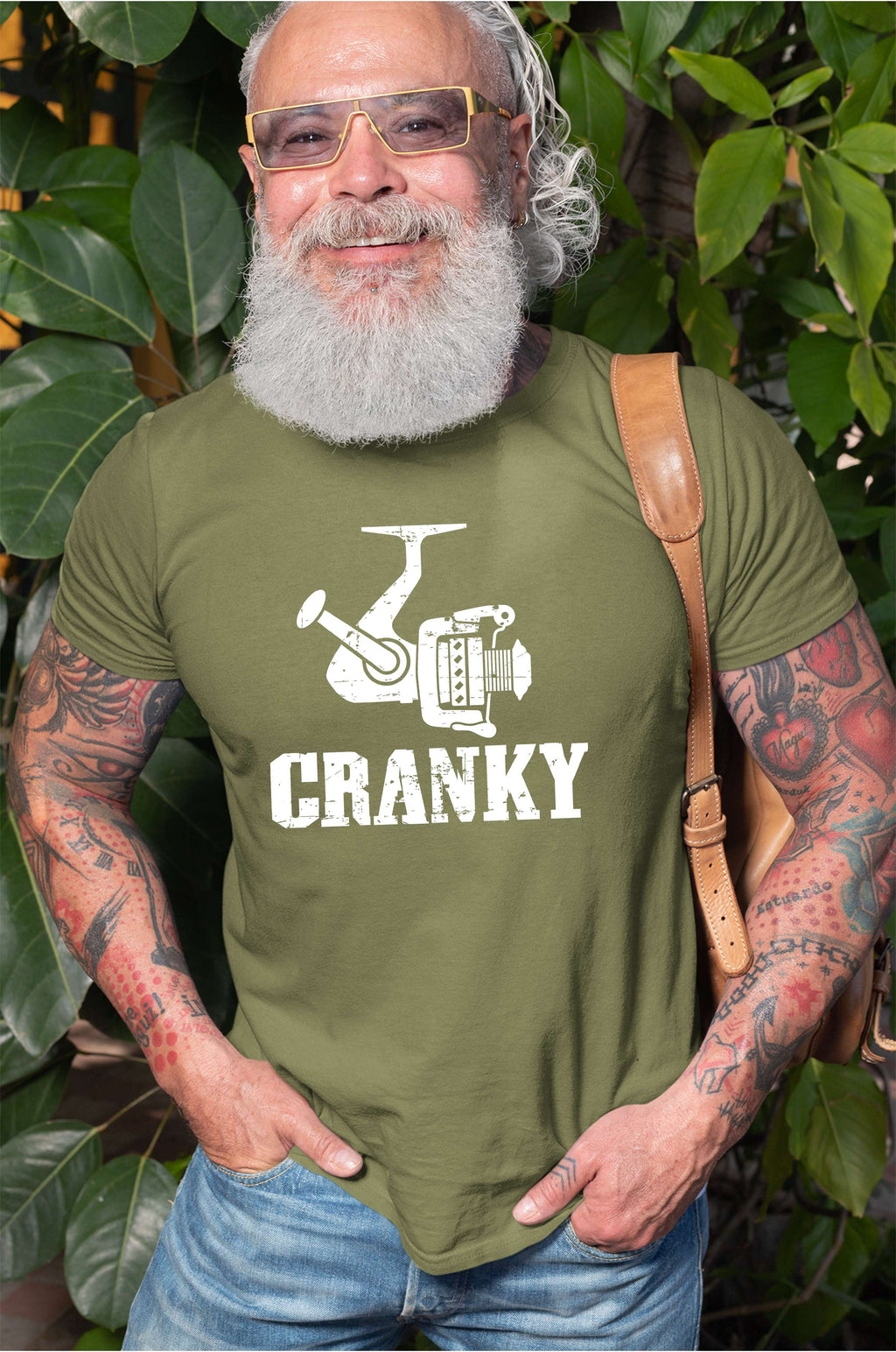 Men's Funny Fishing T-shirt Cranky reel papa dad grandpa product image 2