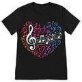 Colorful Music Notes Heart Treble Clef T Shirt Lover Choir product image 1
