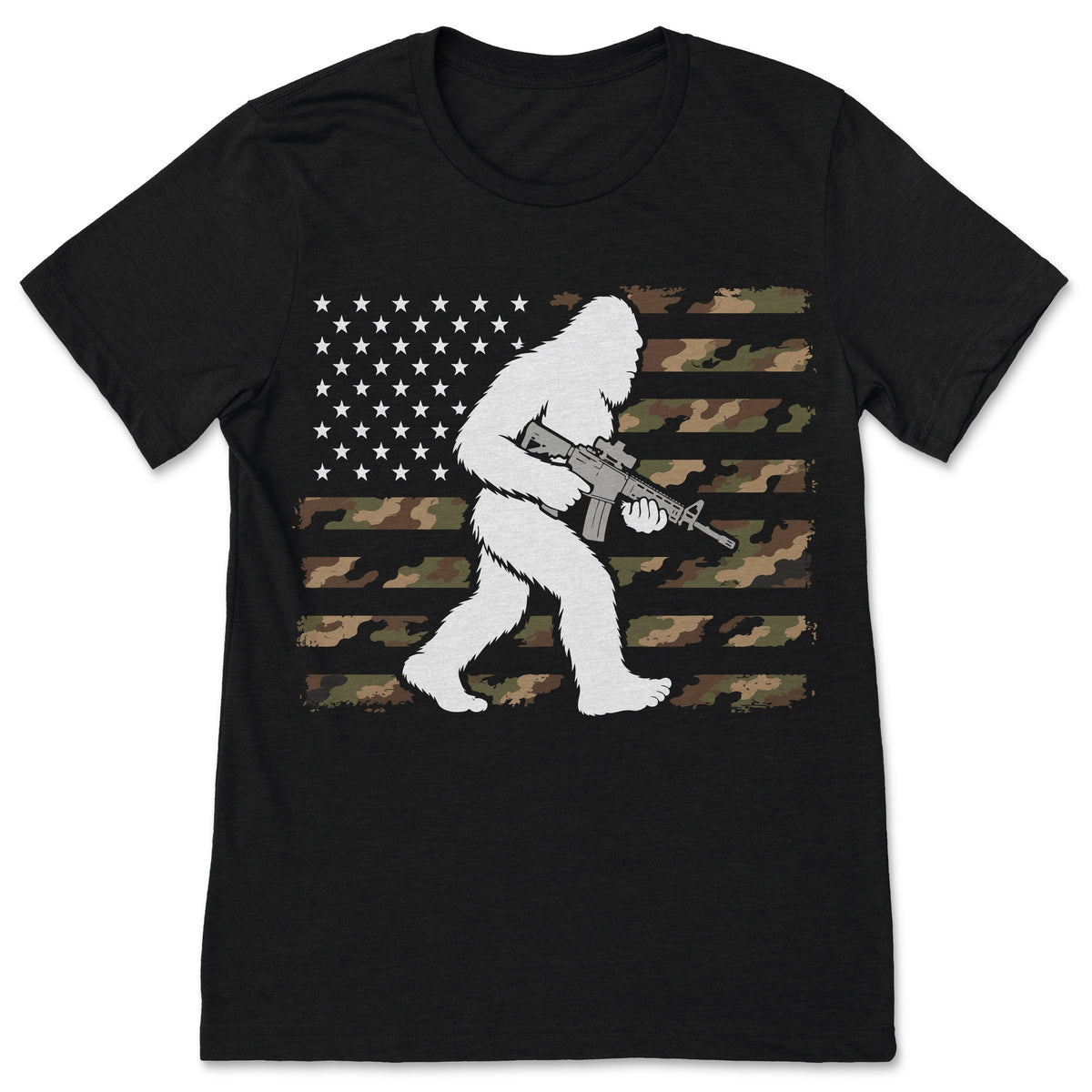 Bigfoot Camo US Flag T Shirt Patriotic Sasquatch Fourth product image 1