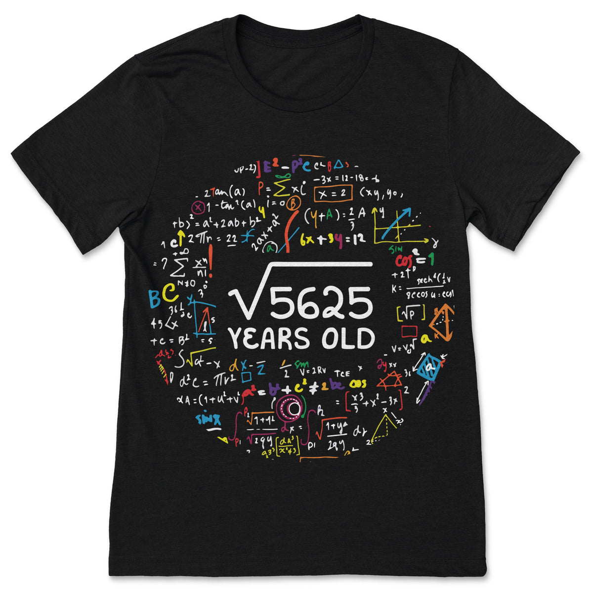 Square Root Of 5625 75th Birthday Math T-Shirt Funny product image 1