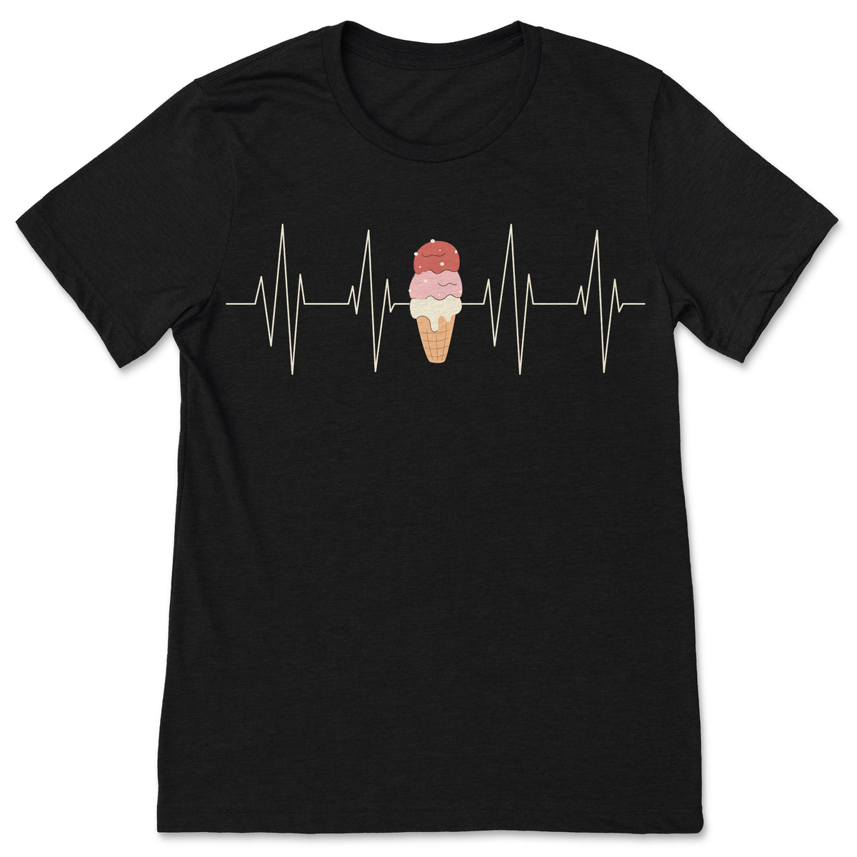 Ice Cream Heartbeat T-Shirt Sweet Treat Lover ECG Pulse product image 1