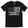 American Flag Cocktail Shaker Bartender T-Shirt, Barman product image 1
