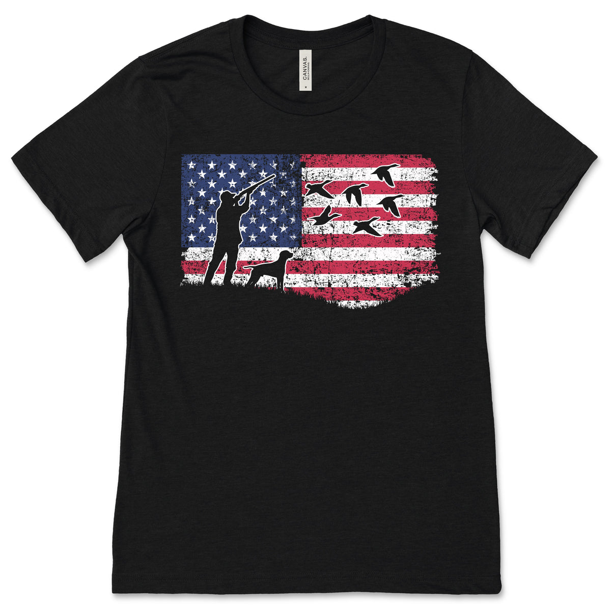 American Flag Duck Hunting T-Shirt, Hunter Gifts, Waterfowl product image 1