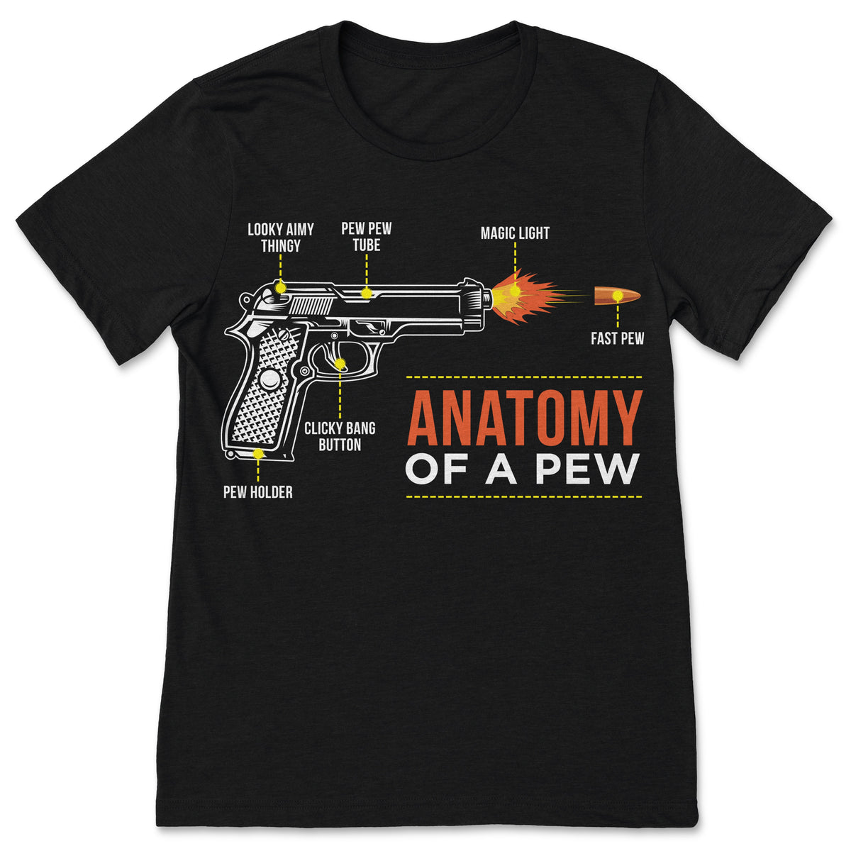 Anatomy Of A Pew Funny Weapon Gun Bullet Proof T-Shirt product image 1