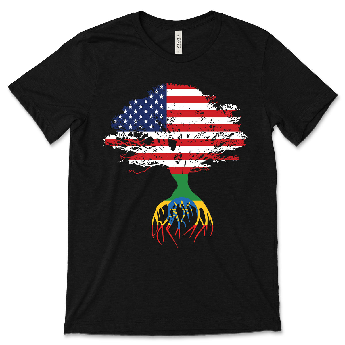 American Flag Ethiopian Roots Ethiopia T-Shirt, Ethiopians product image 1