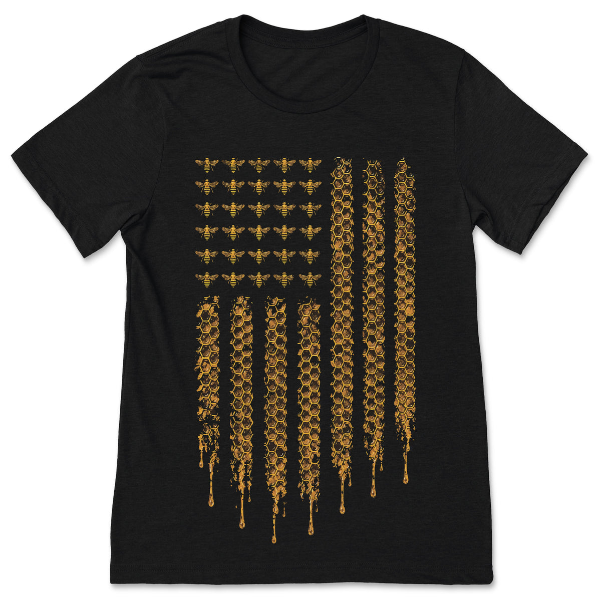Bee Honeycomb American Flag T-Shirt Patriotic Honeybee product image 1
