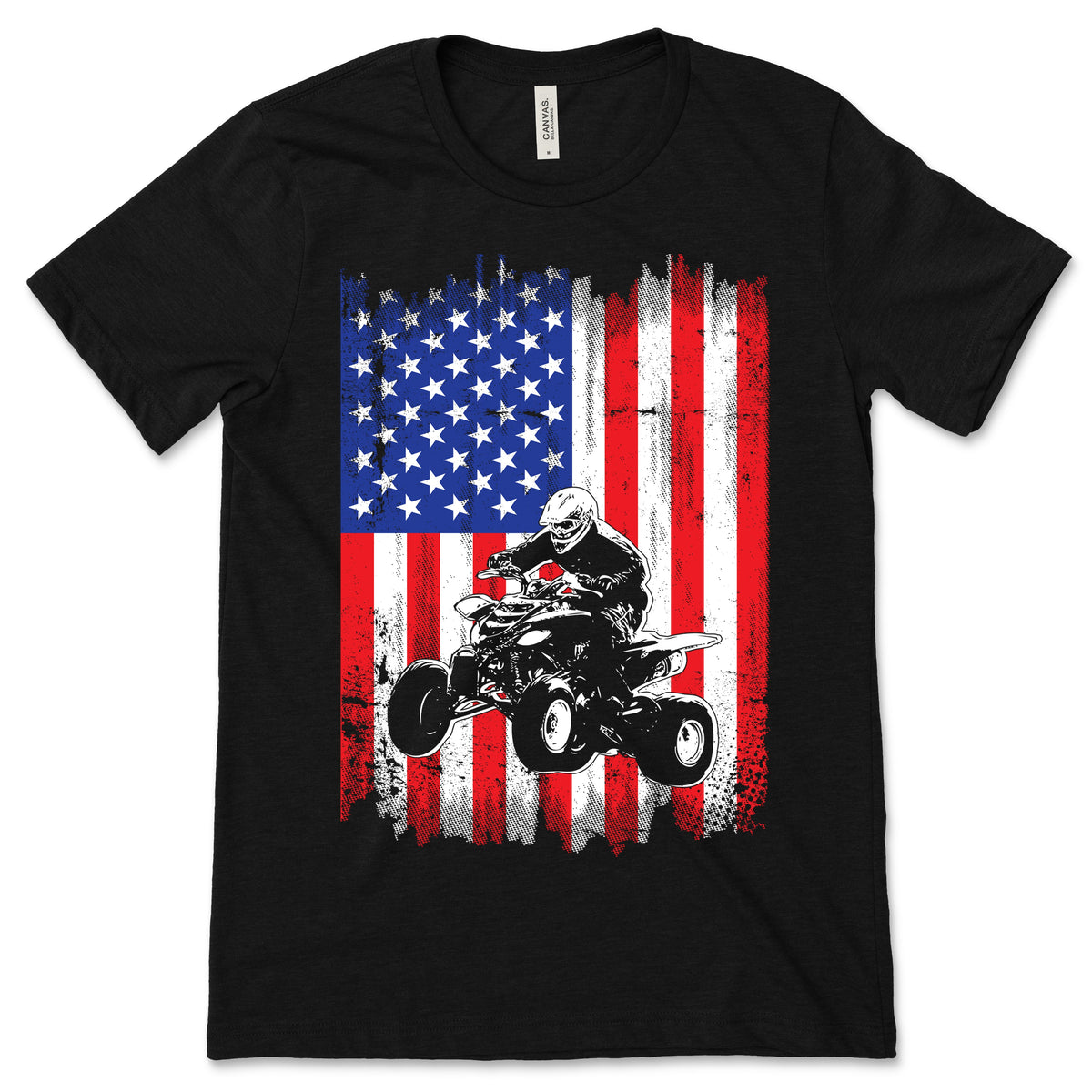 American Flag ATV 4 Wheeler Quad Bike Mx T-Shirt, Four product image 1