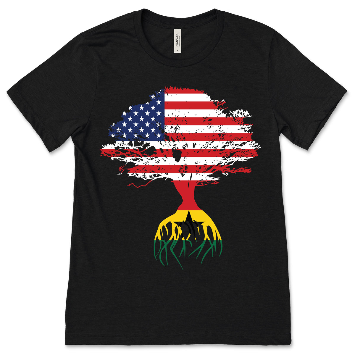 American Flag Ghanaian Roots Ghana T-Shirt, Ghanaians product image 1