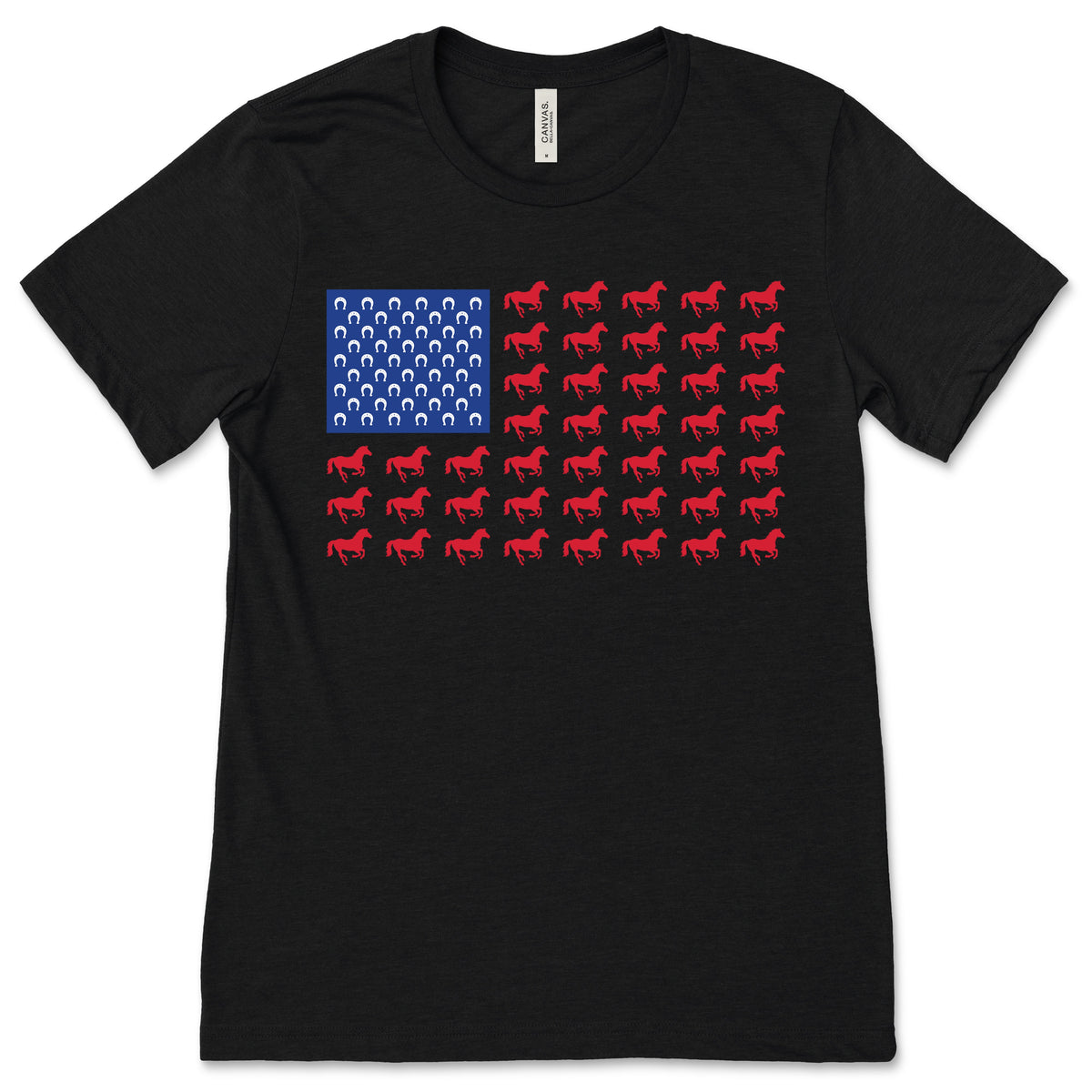 American Flag Horses T-Shirt, Equestrian Vaulting Gifts product image 1