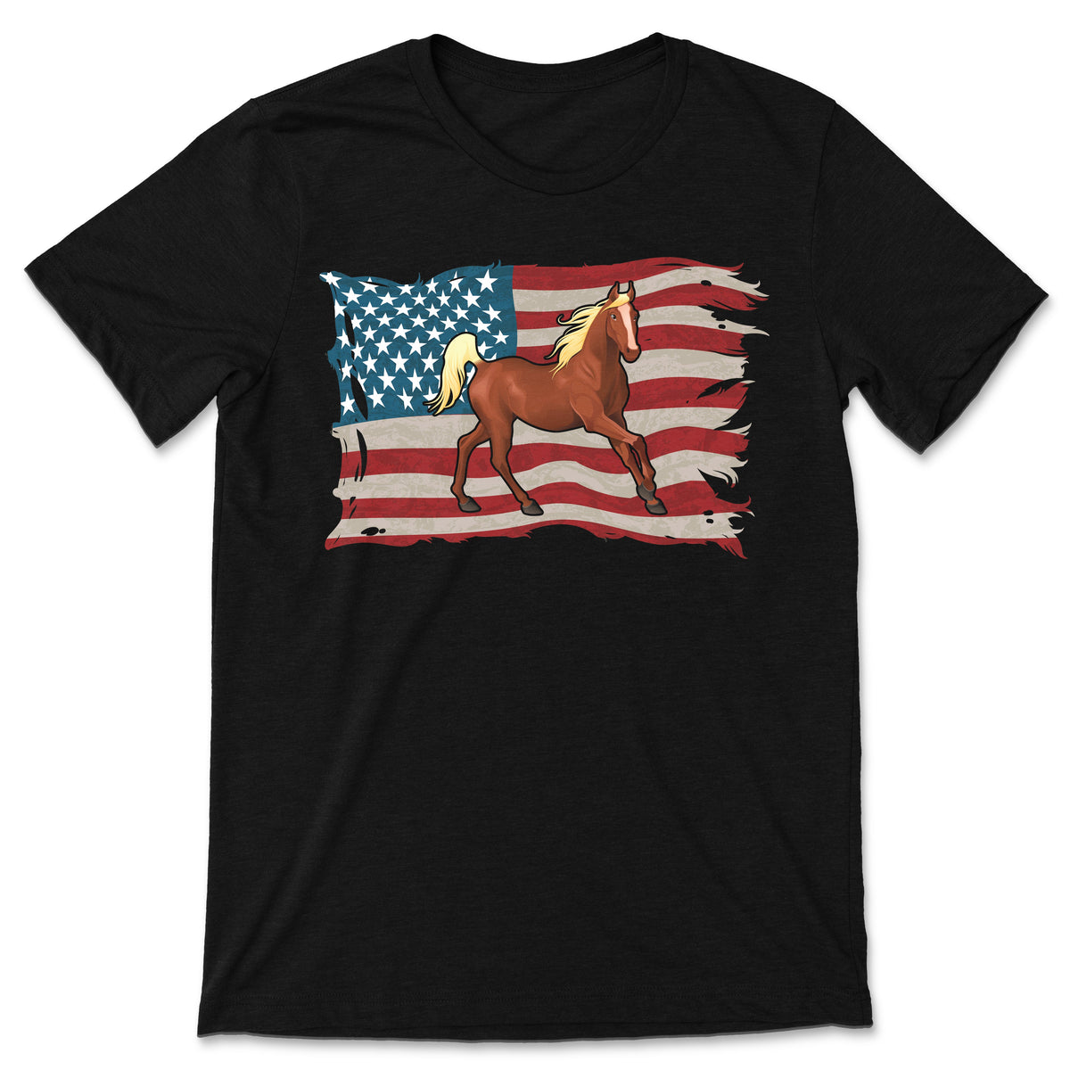 American Flag USA Horses T-Shirt, Equestrian Vaulting product image 1