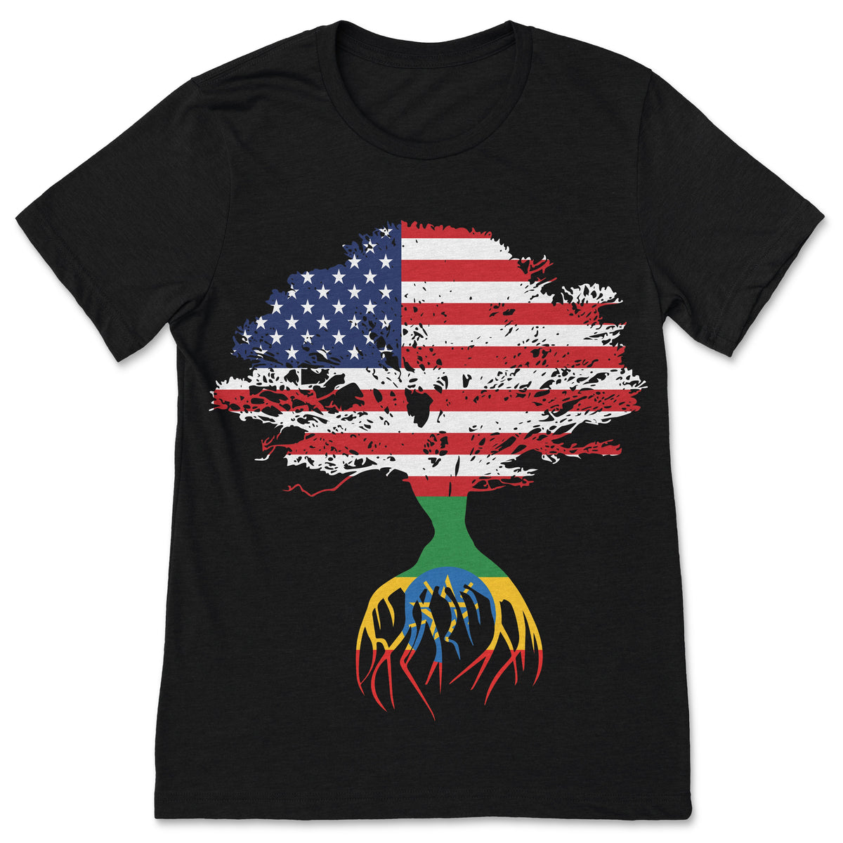 American Flag Ethiopian Roots Ethiopia T-Shirt Ethiopians product image 1