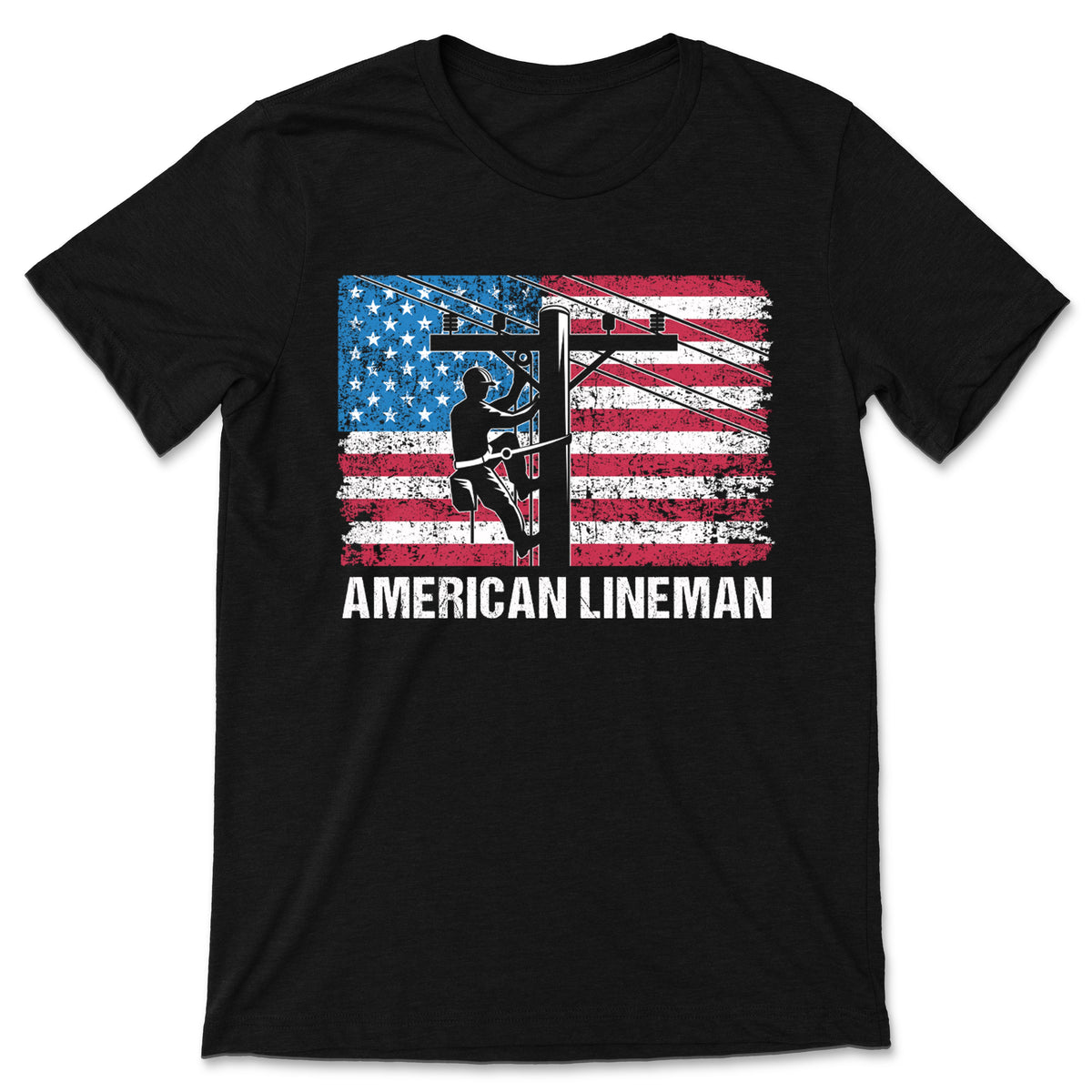 American Flag USA Patriotic Lineman Vintage T-Shirt product image 1