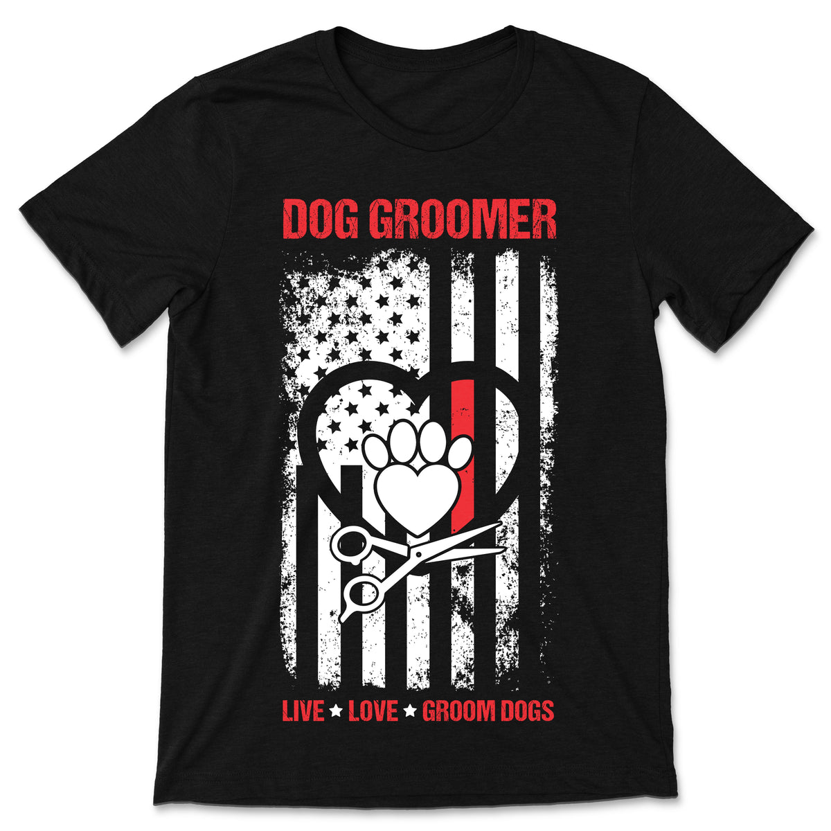 American Flag Patriotic Groomer Cute Dogs T-Shirt, Groomers product image 1