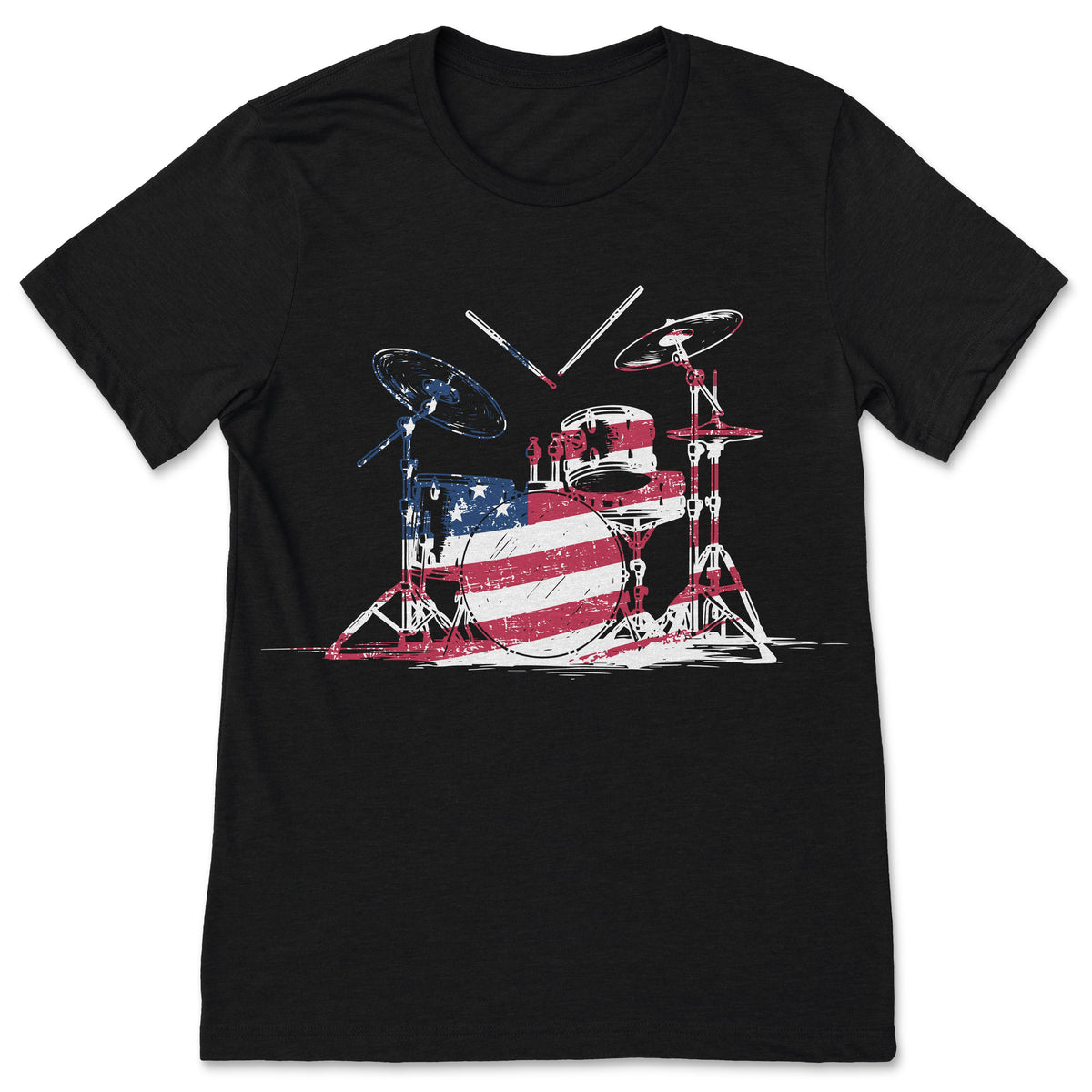 American Flag Drum Set Shirt, Patriotic Drummer TShirt, USA product image 1