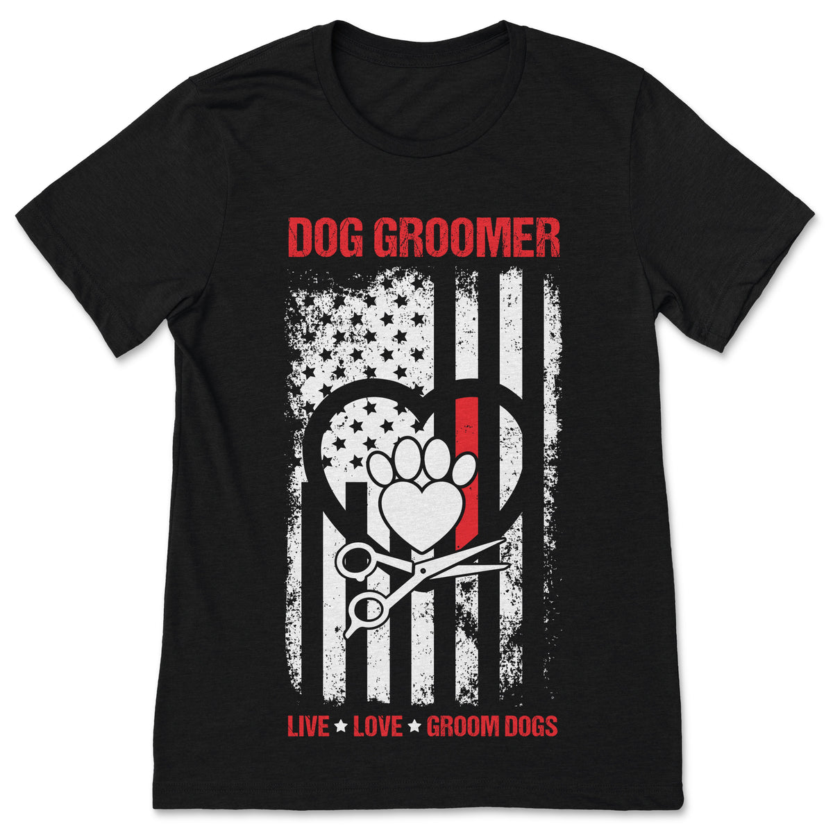 American Flag Patriotic Groomer Cute Dogs T-Shirt, Groomers product image 1