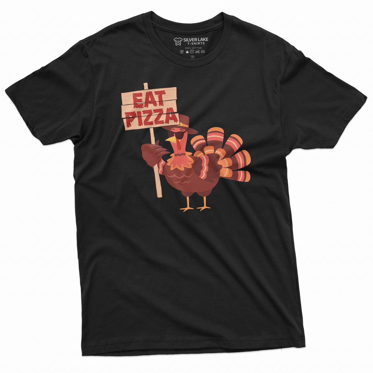 Funny Thanksgiving T-shirt Turkey Eat Pizza Cool Graphic product image 1