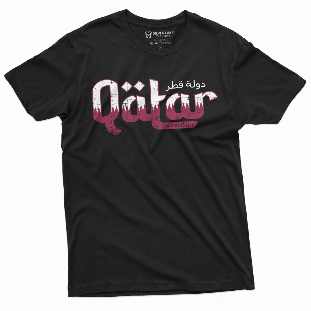 Qatar T-shirt State of Qatar Country Patriotic Nationality T-shirt Qatari Coat of Arms Dawlat Qaṭar Mens Womens Tee Shirt