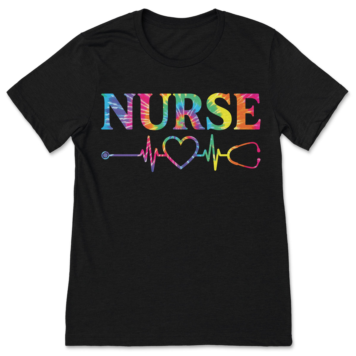 Nurse's Life Tie Dye Heart Stethoscope Nurse Week T-Shirt product image 1
