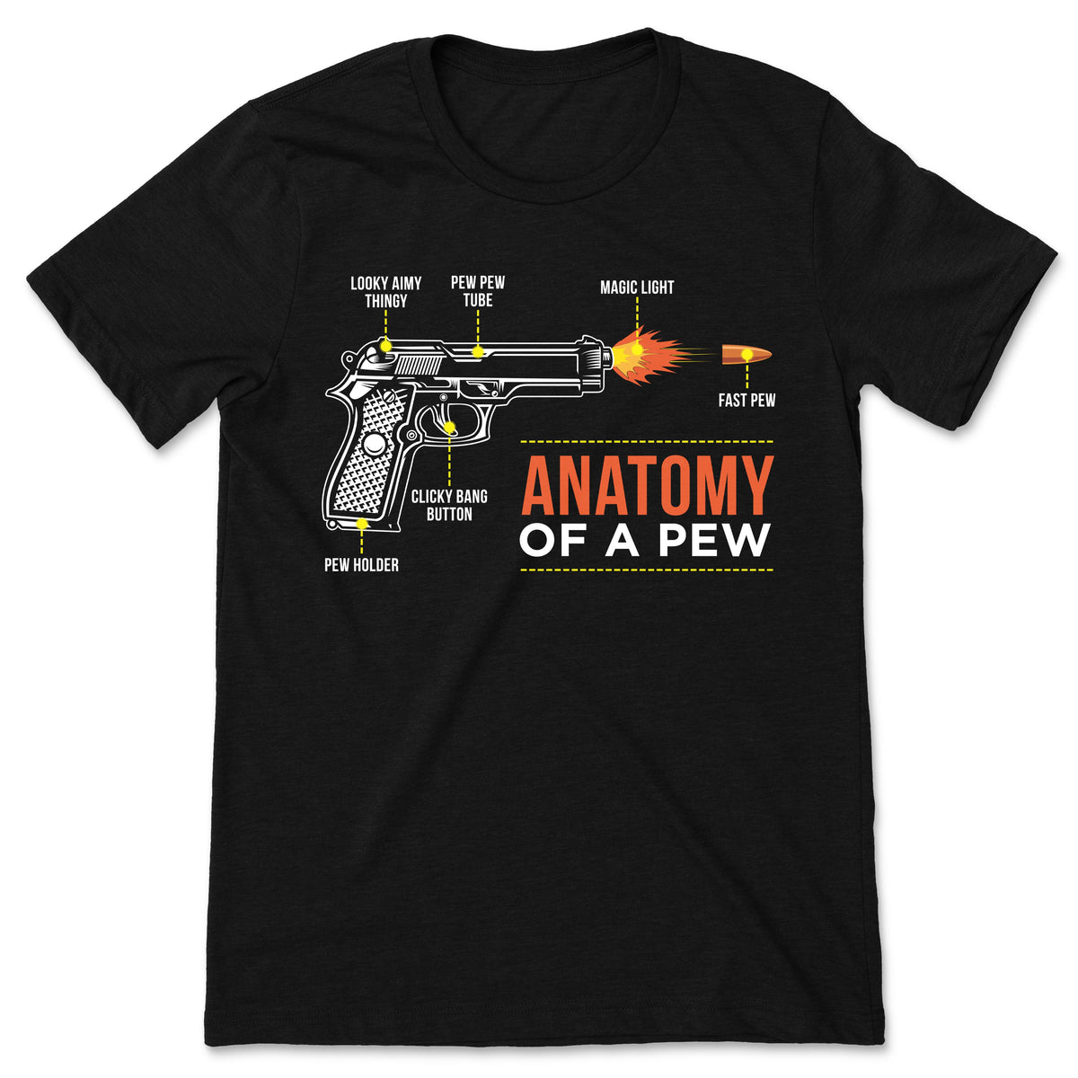 Anatomy Of A Pew Funny Weapon Gun Bullet Proof T-Shirt product image 1