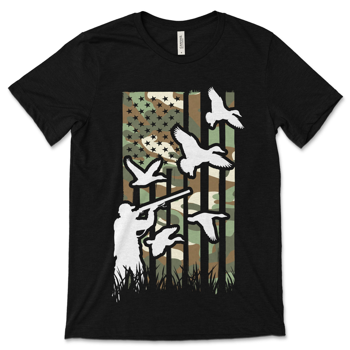 American Flag Duck Hunting T-Shirt, Hunter Gifts, Waterfowl product image 1