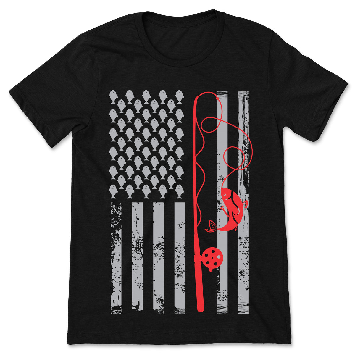 American Flag Vintage Fishing T-Shirt, Funny Fisherman tee product image 1