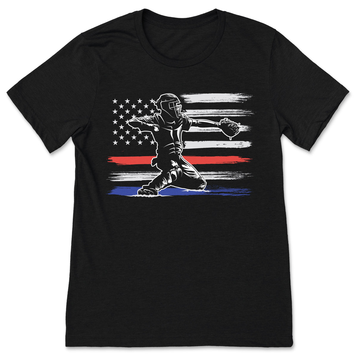Baseball Catchers Sports US American Flag T-Shirt, Player product image 1
