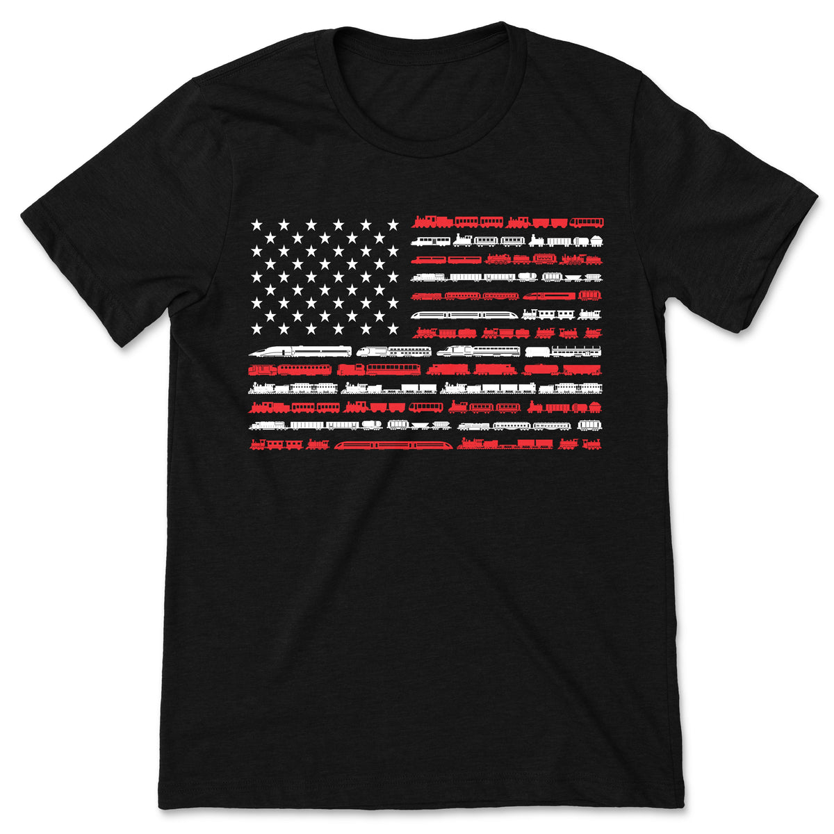 American Flag Patriotic Train Railroad Vintage T-Shirt product image 1