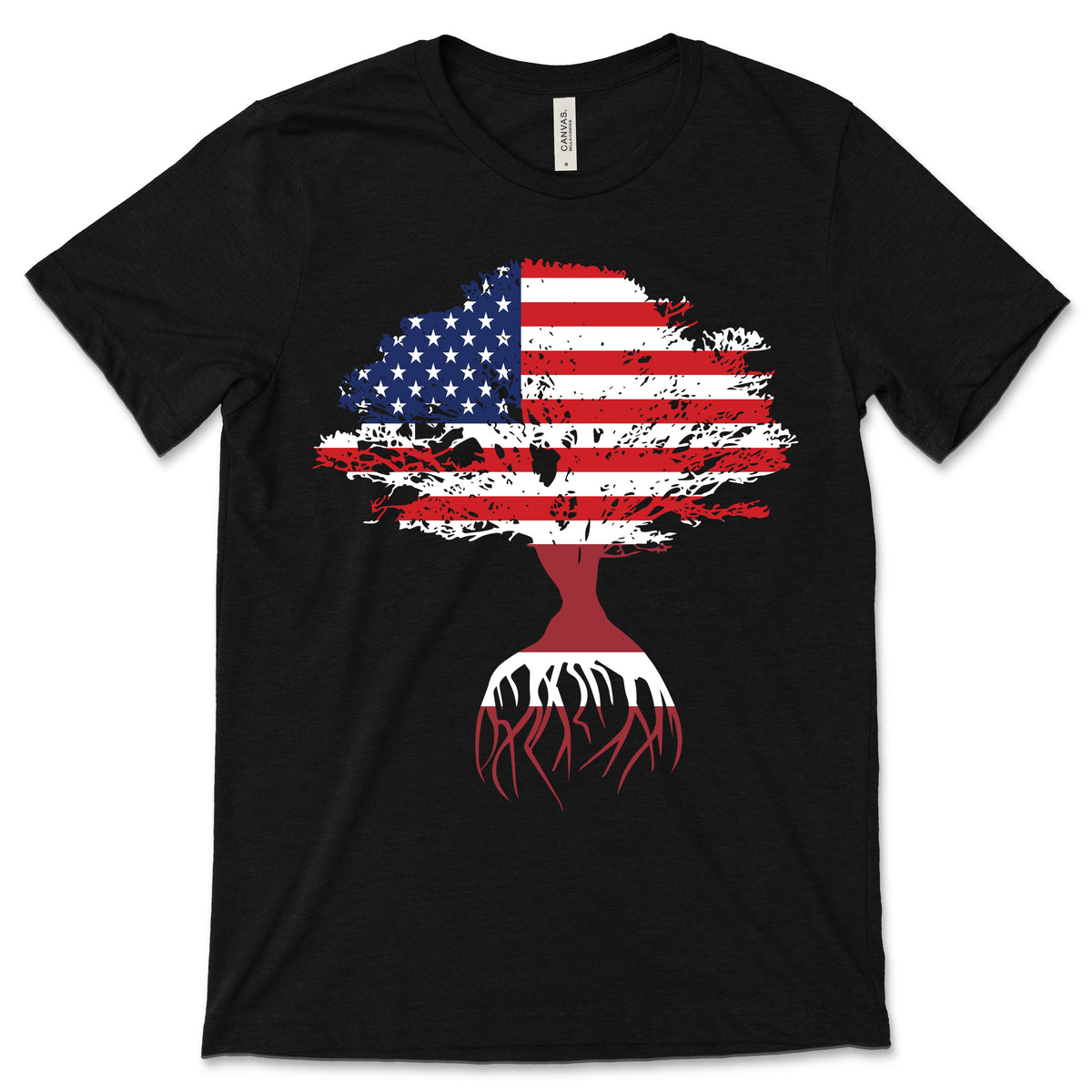 American Flag Latvian Roots Latvia T-Shirt, Latvians product image 1