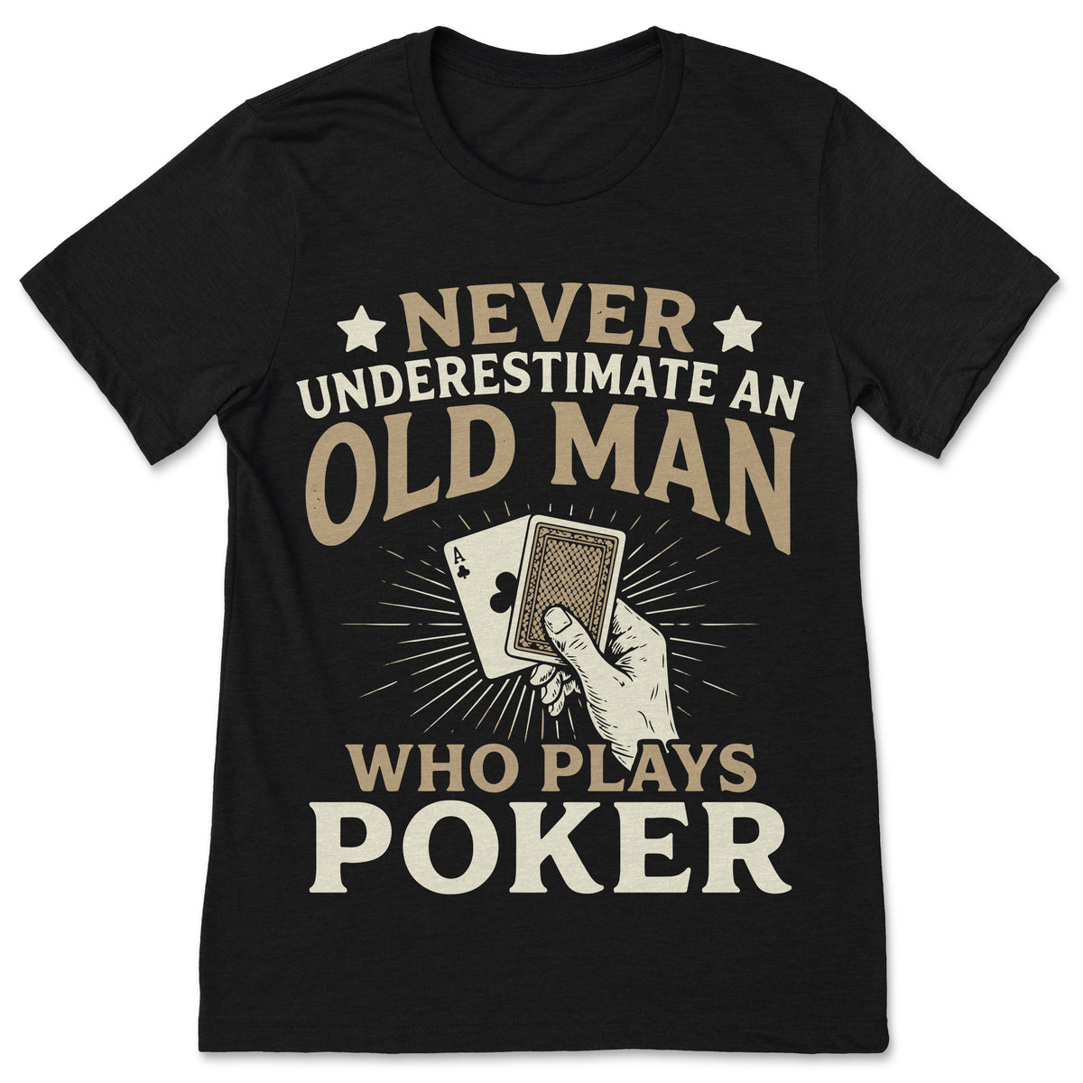 Never Underestimate Old Man Poker Player T Shirt Funny product image 1