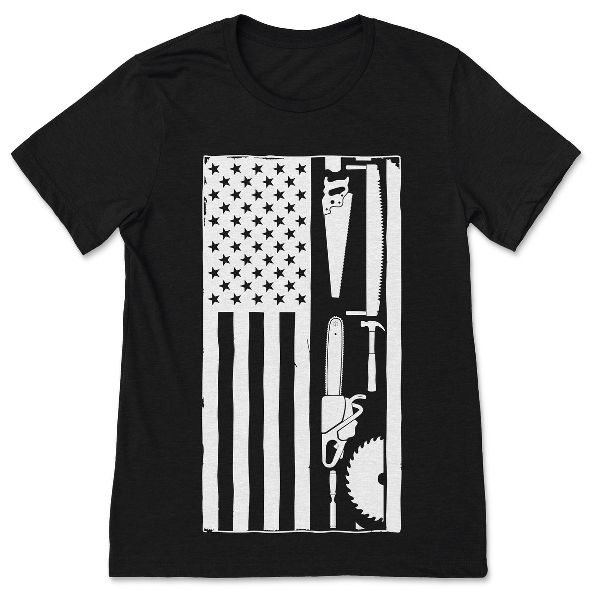 American Flag Woodworking T-Shirt Patriotic Carpenter Gift product image 1