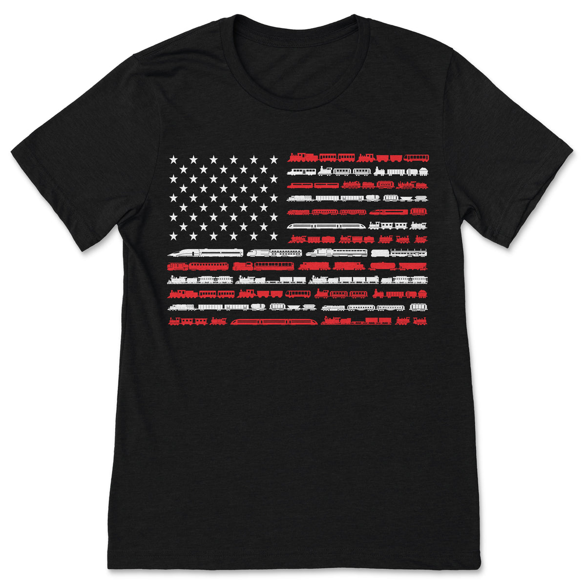 American Flag Patriotic Train Railroad Vintage T-Shirt product image 1