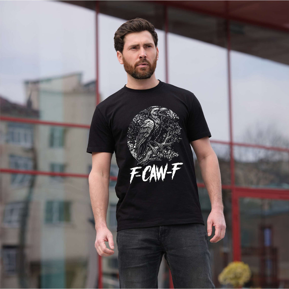 Men's Black Crow, F-Caw-F Funny Bird moon Gothic Adult product image 2