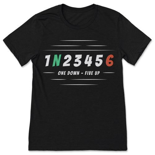 1N23456 T-Shirt 1 Down 6 Up Motorcycle Gear Shift Tee Biker product image 1