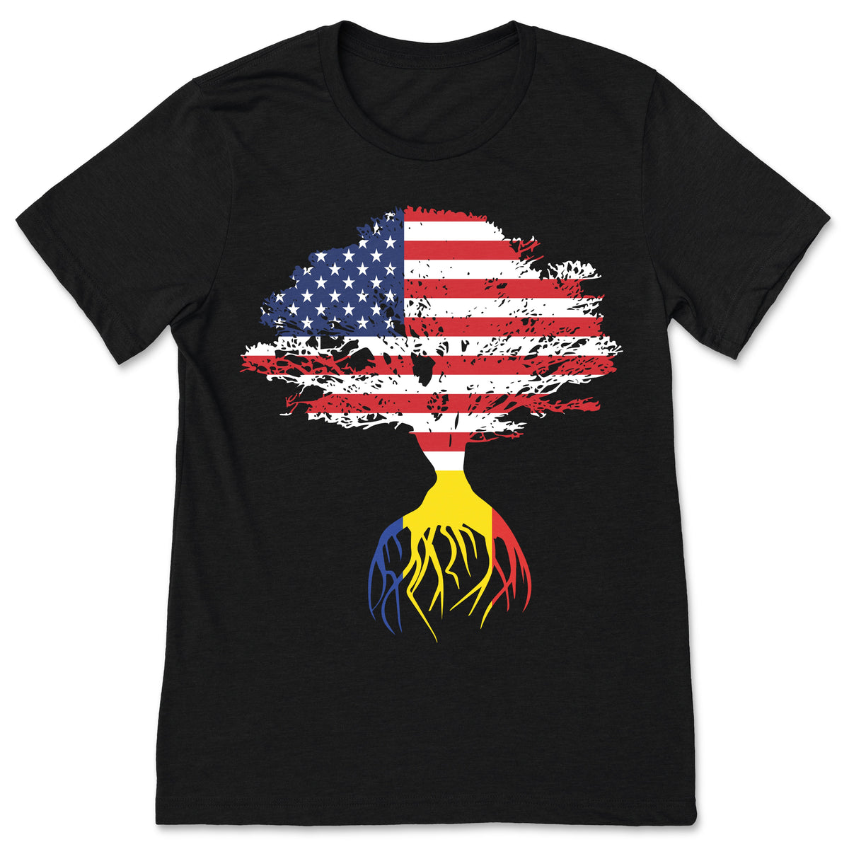 American Flag Romanian Roots Romania T-Shirt, Romanians product image 1