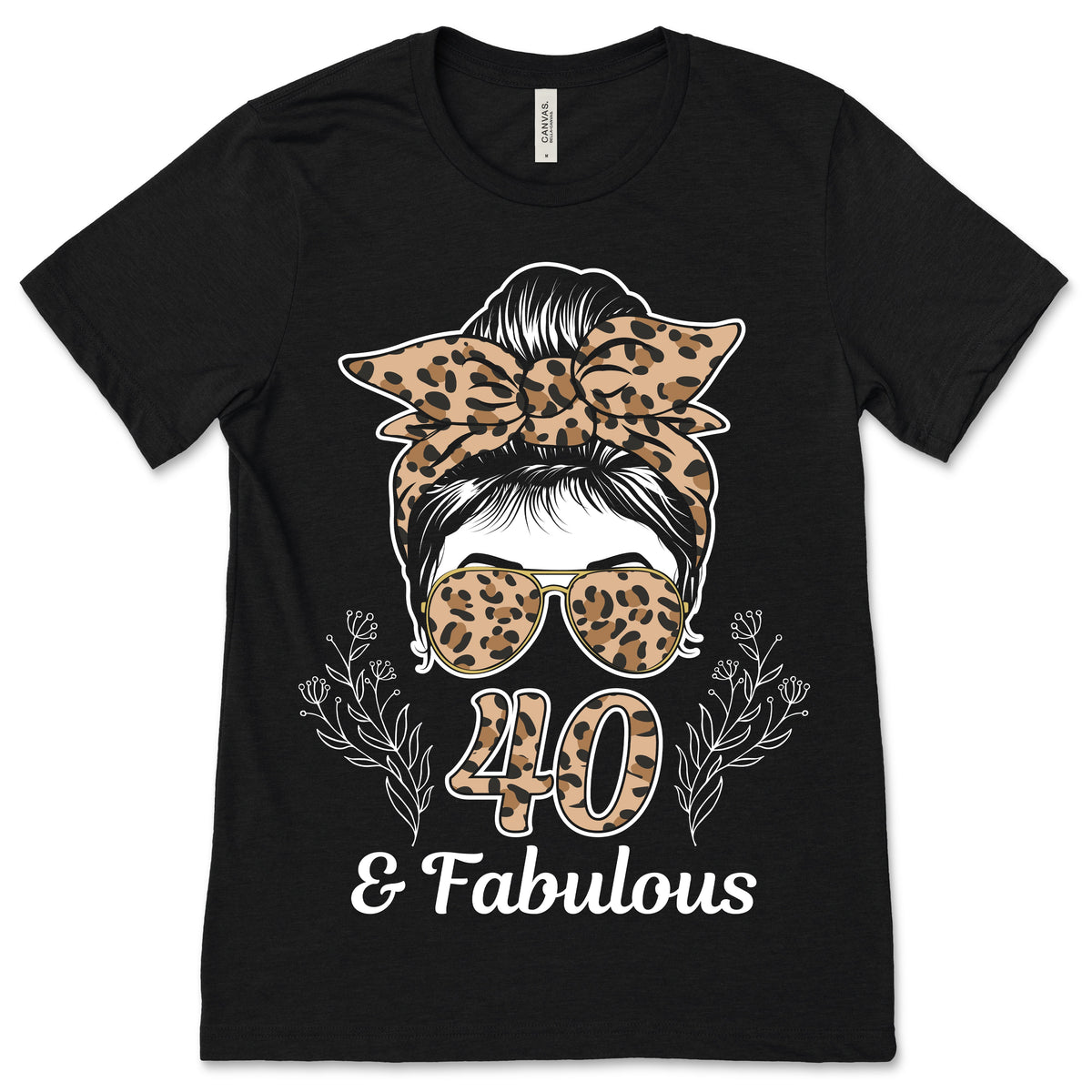 40 Years Old Fabulous Messy Bun Leopard 40th Birthday product image 1