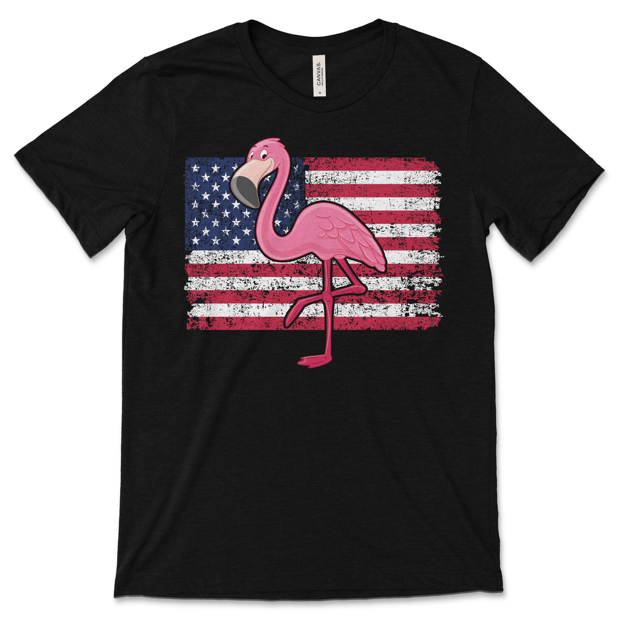 American Flag Flamingo Lover Vintage Retro Gift T-Shirt product image 1
