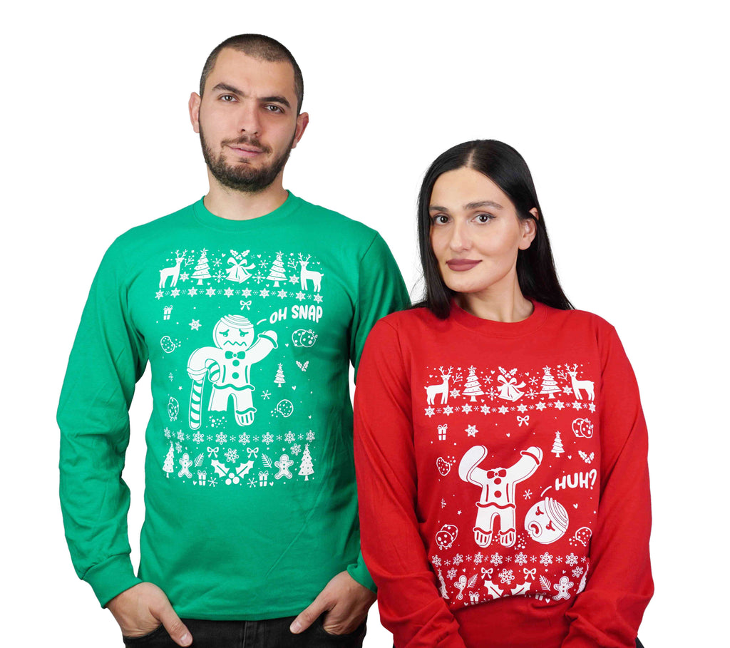 Couple Christmas funny outfits Men's Green Women's red ugly product image 6