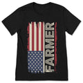 Farmer American Flag T-Shirt USA Farming Patriotic Tractor product image 1