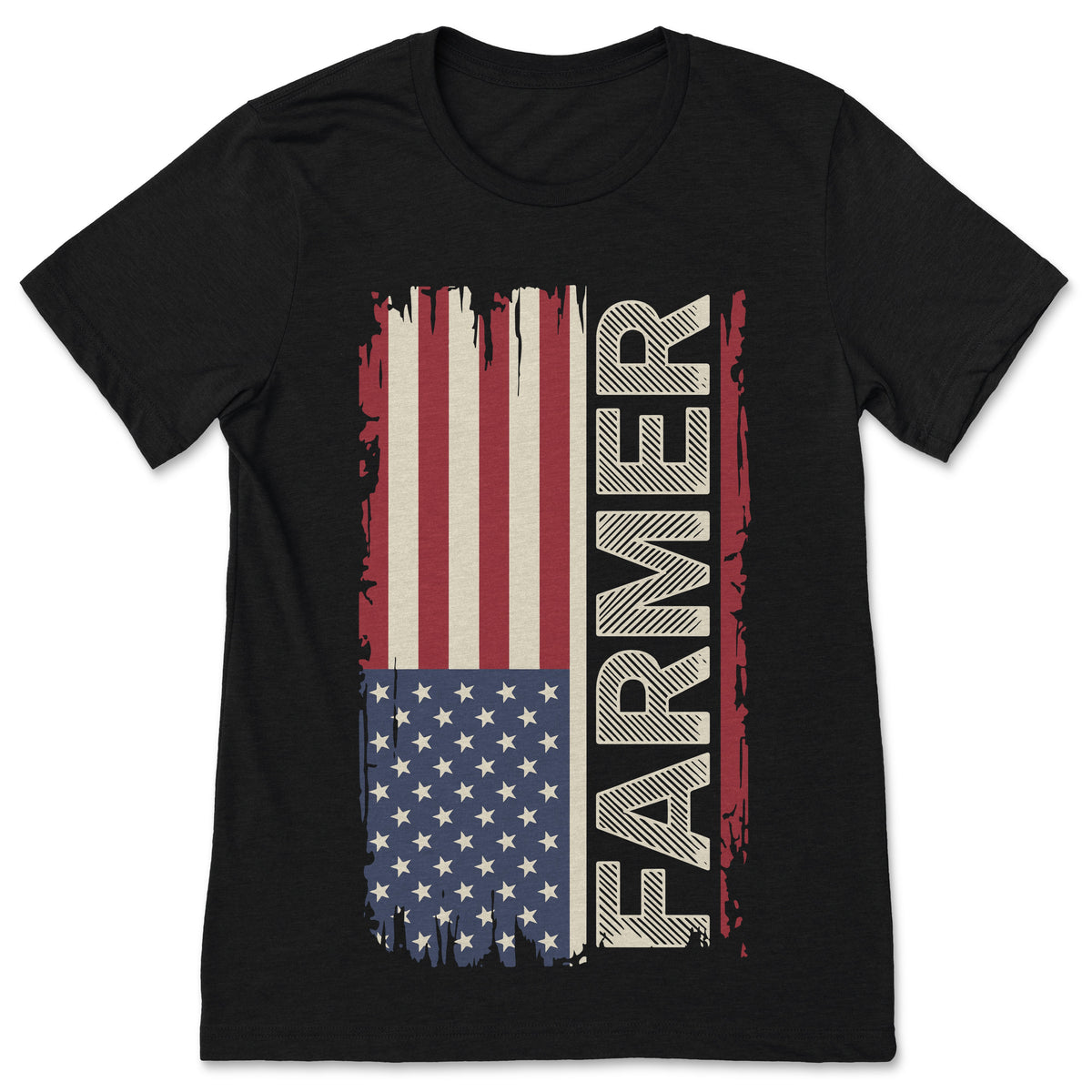 Farmer American Flag T-Shirt USA Farming Patriotic Tractor product image 1