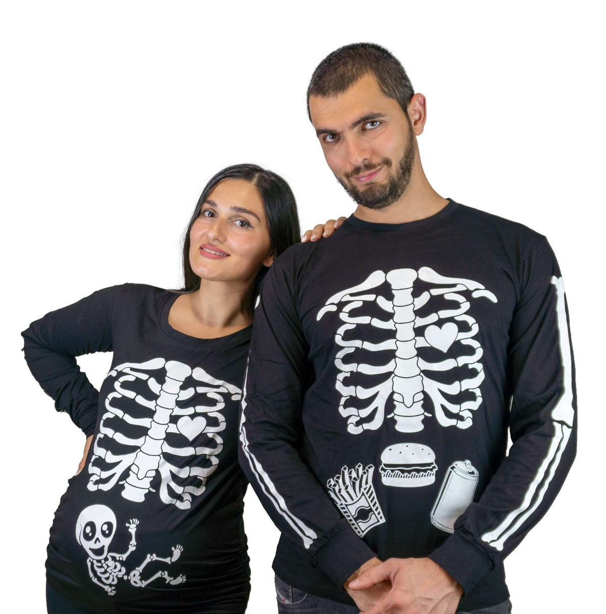 Halloween glow in the dark couple skeleton long sleeve product image 2