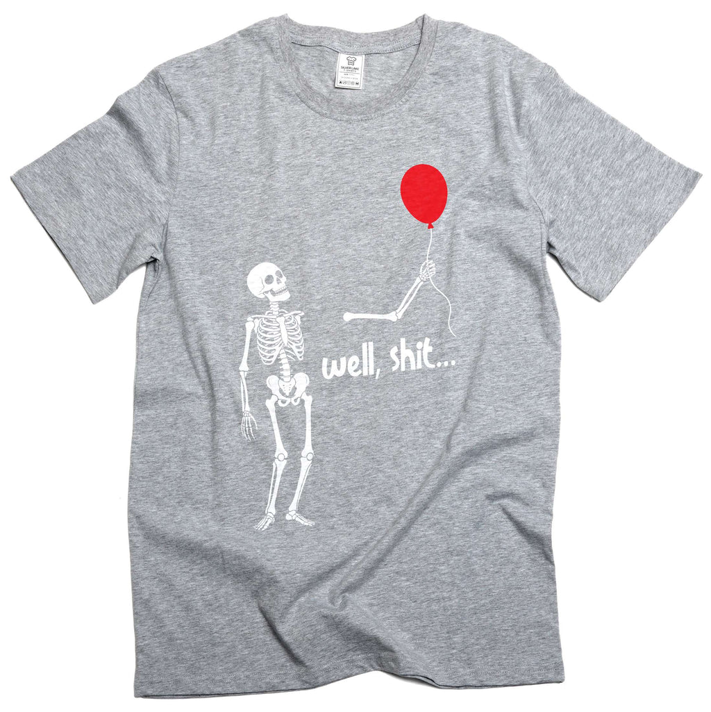 Skeleton Holding Red Balloon funny Halloween sarcastic Tee product image 5