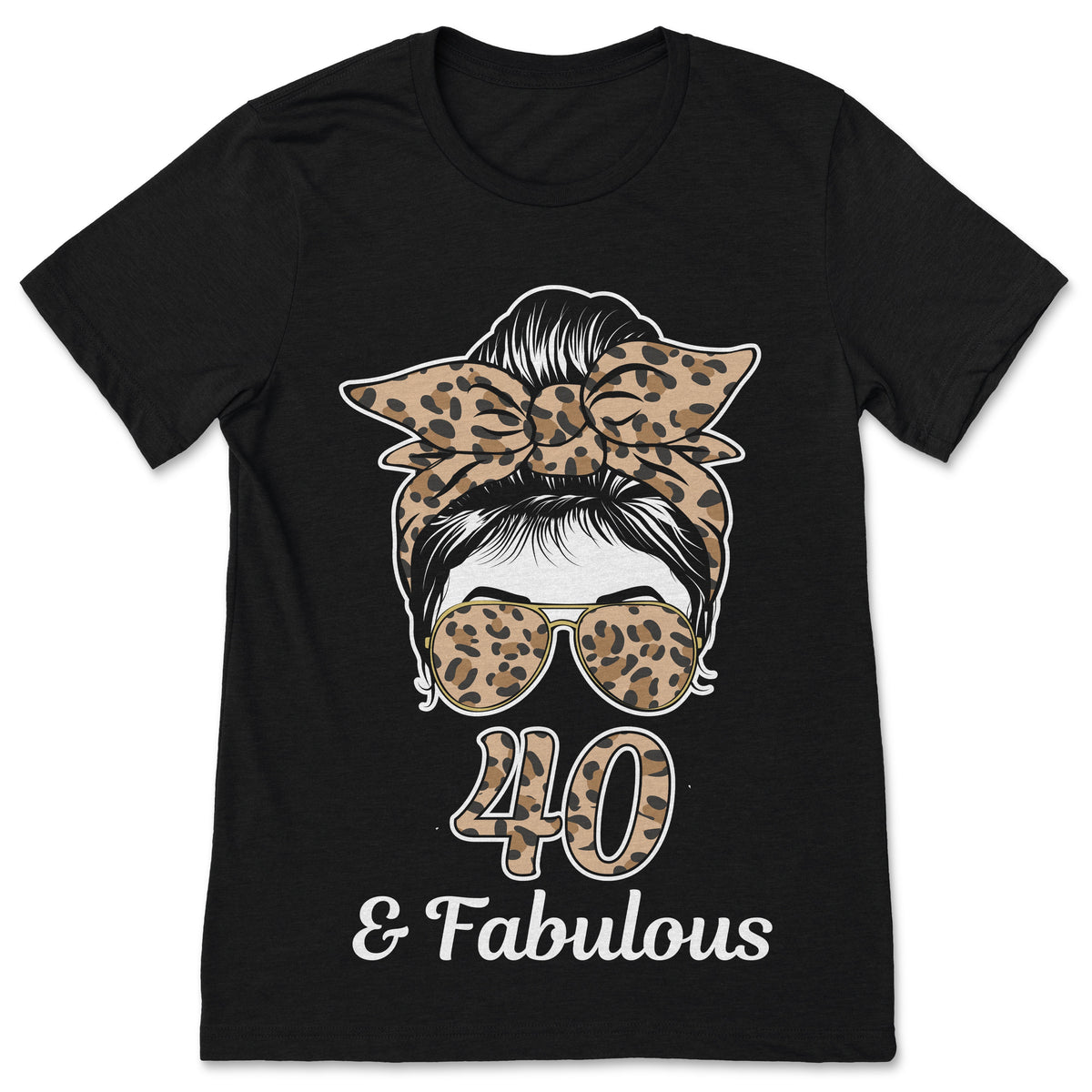 40 Years Old Fabulous Messy Bun Leopard 40th Birthday product image 1