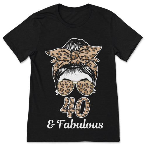 40 Years Old Fabulous Messy Bun Leopard 40th Birthday product image 1