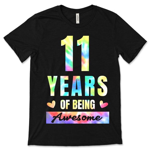 11 Years Of Being Awesome Tie-Dye Eleven Yrs T-Shirt, It's product image 1