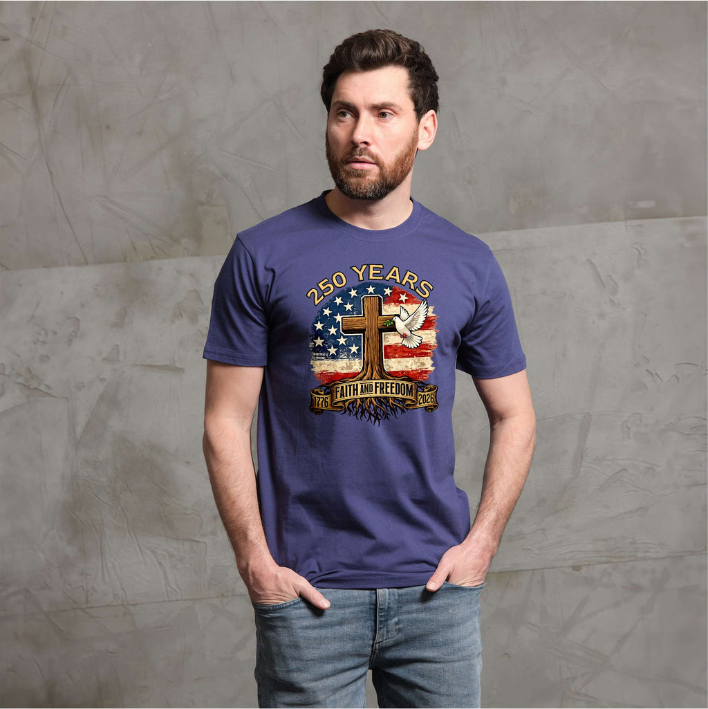 Men's 4th of July 250 Years Birthday Faith and Freedom product image 1