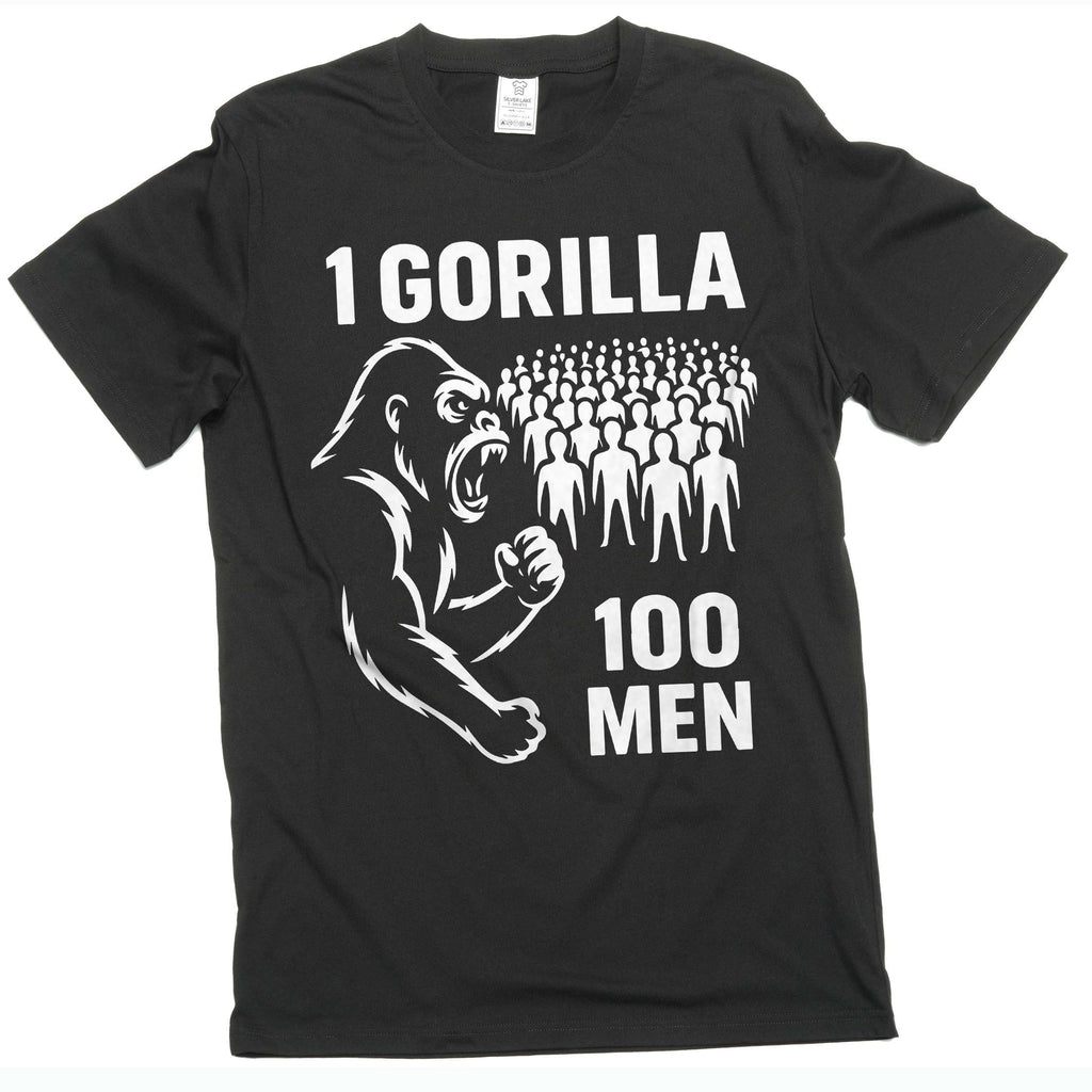 100 Men vs 1 Gorilla Internet Meme T-shirt Challenge tee product image 1