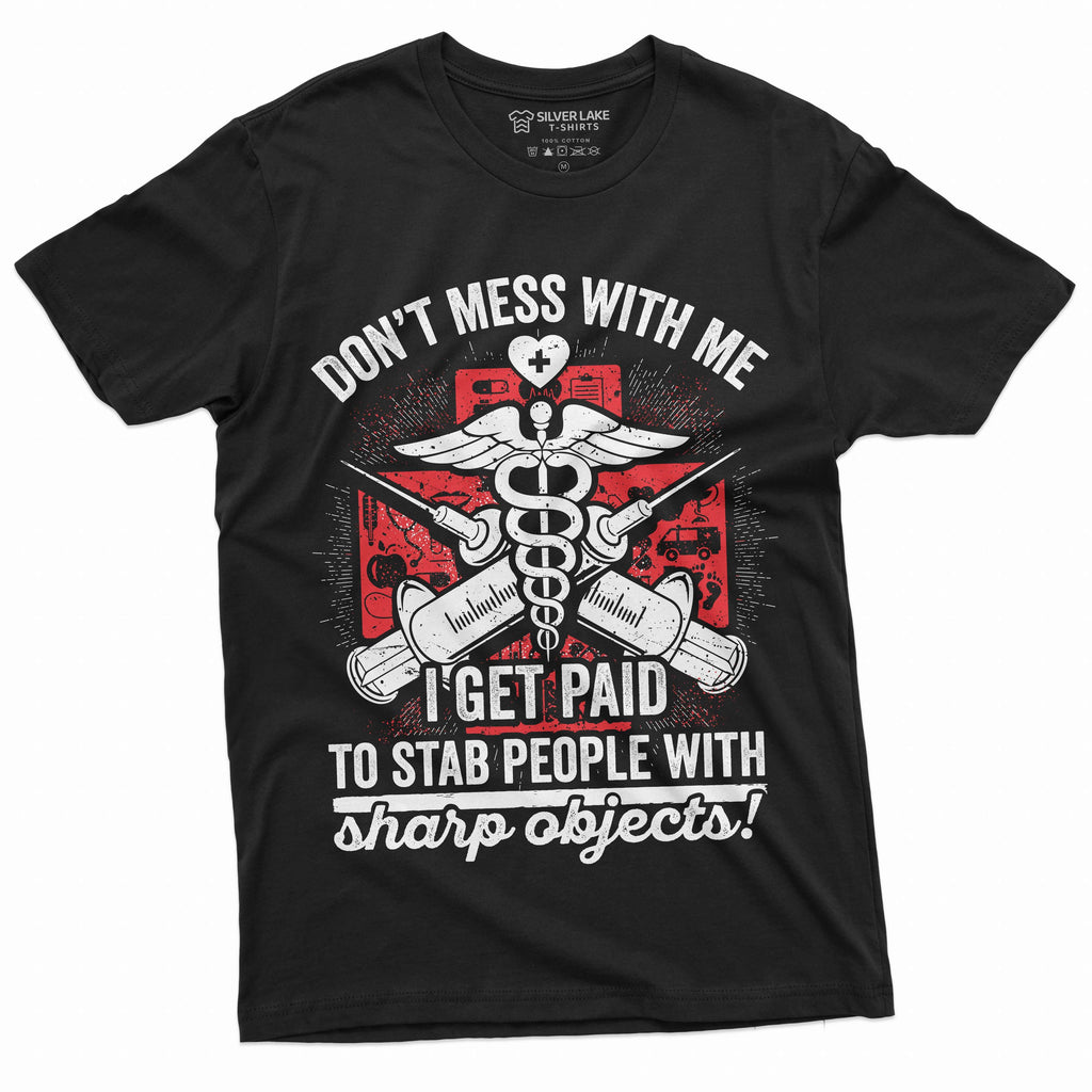 Nurse shirt Funny RN Doctor gift tee stab people with sharp product image 1