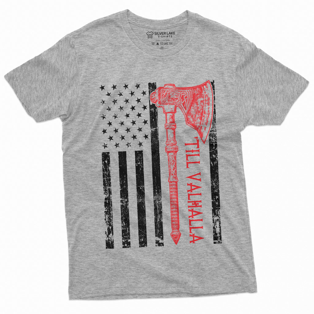 Men's Viking Till Valhalla USA Flag T-shirt American with product image 11