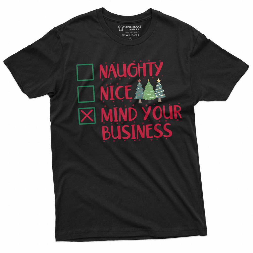 Men's Funny Christmas T-shirt mind your business Santa Xmas product image 1