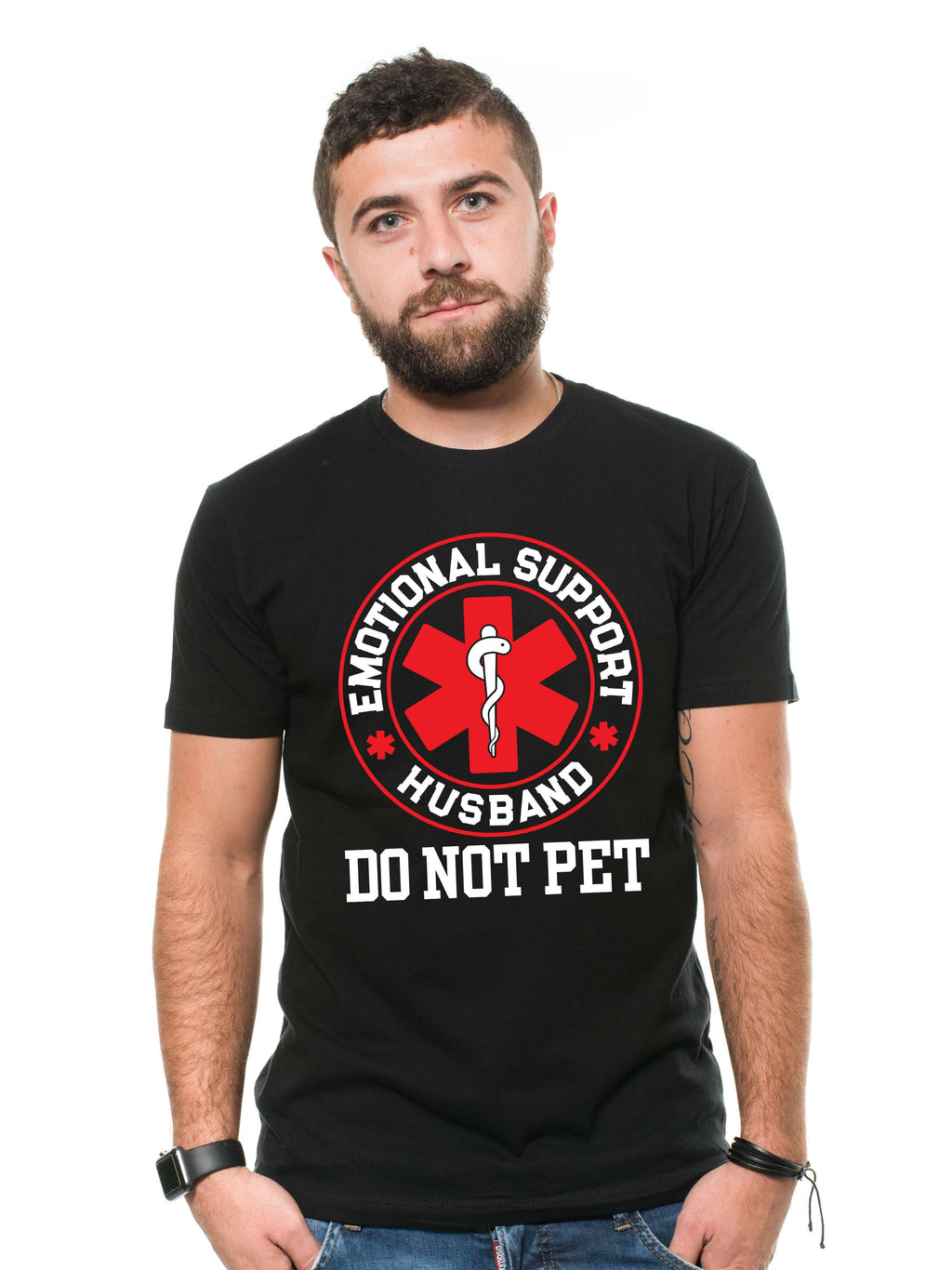 Funny emotional support husband T-shirt do not pet product image 2